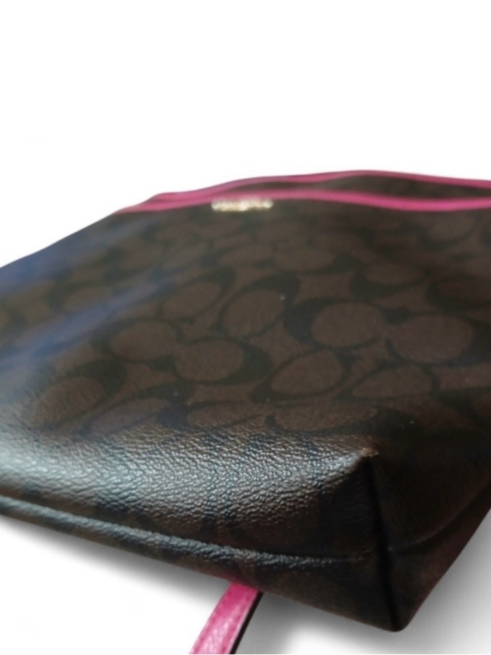 EUC Coach Brown Signature Crossbody with Pink Trim - Picture 6 of 6